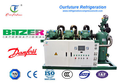 R404a Bitzer HSK7471-75 -18 derece soğuk depo için vidalı paralel kompresör rafları
