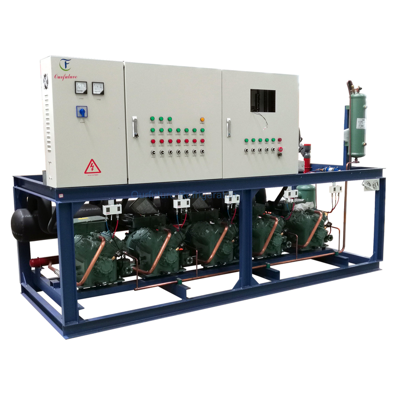 PLC Yüksek Sıcaklıklı Piston Paralel Birim Rack Model Optimal Soğutma İçin Soğutma Kompresör Birimi